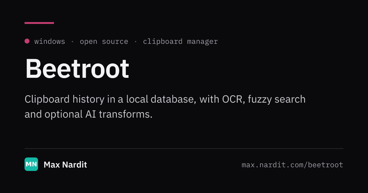 Beetroot — AI-Powered Clipboard Manager for Windows