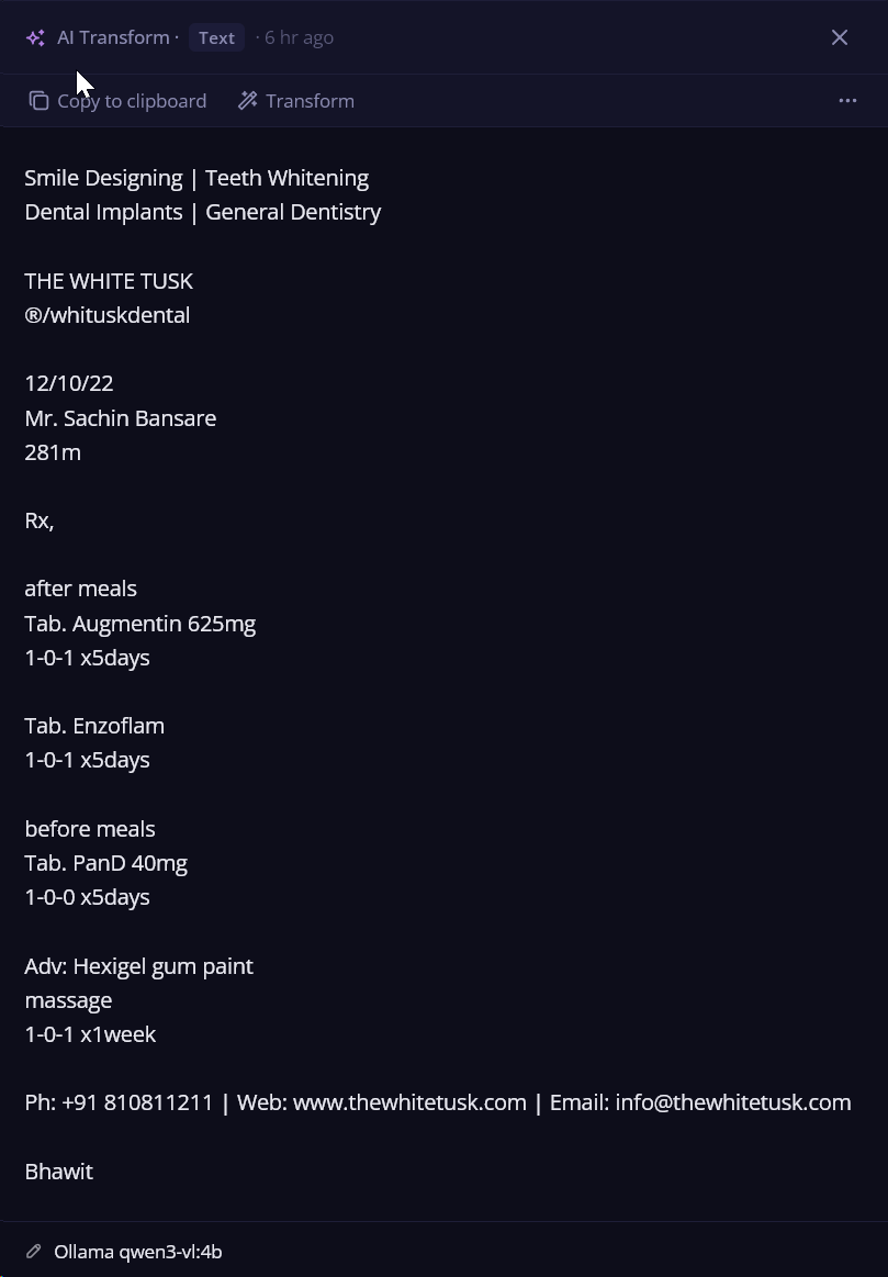 Ollama Qwen 3 4B — solid OCR from a fully local model