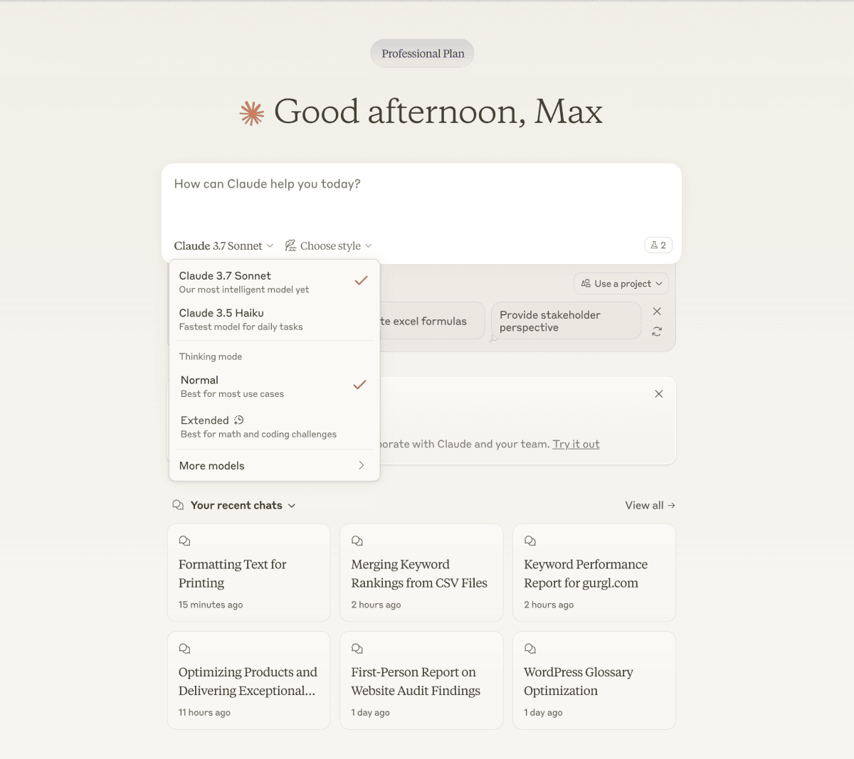 It has two modes: Standard Mode and Extended Thinking Mode