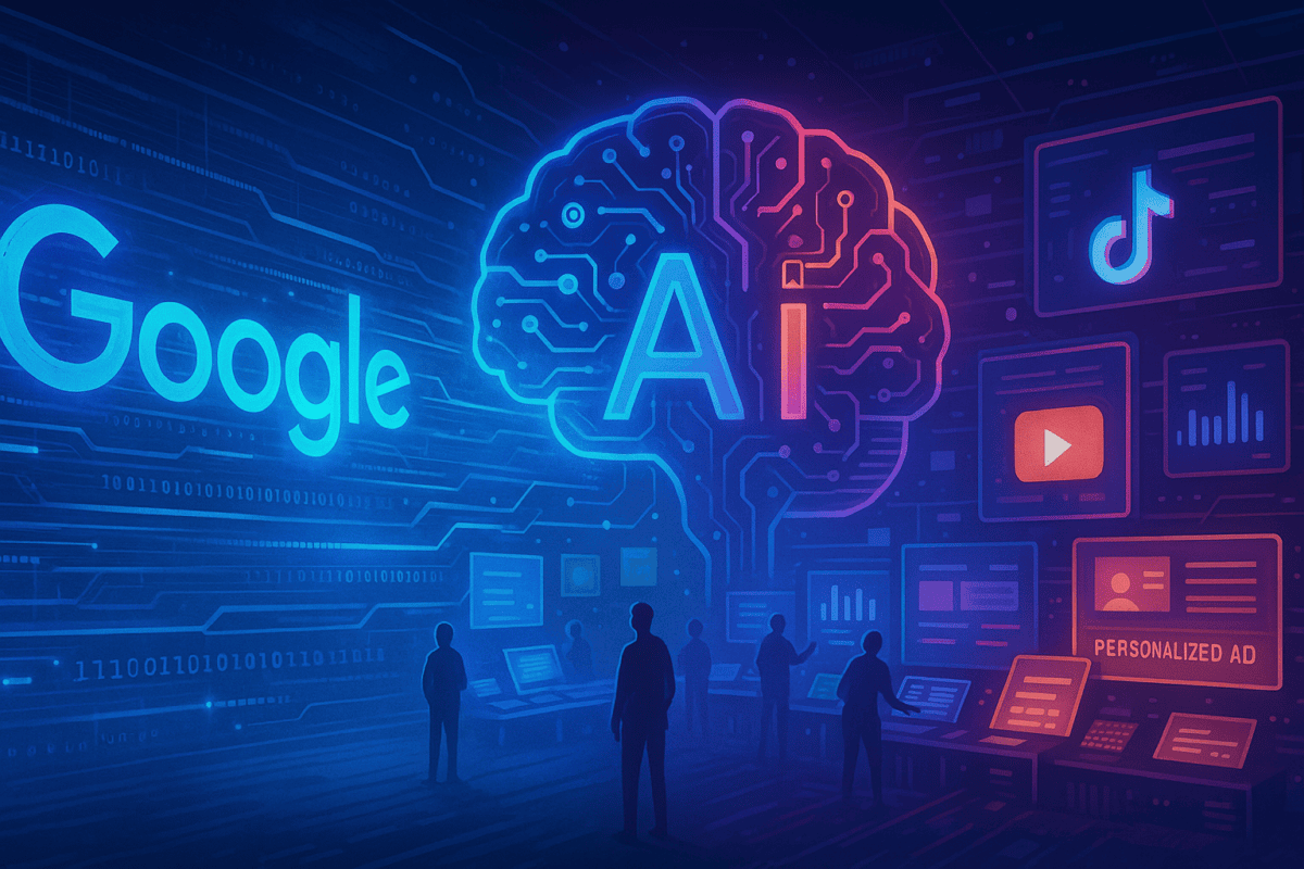 AI technology connecting with digital platforms and analytics.